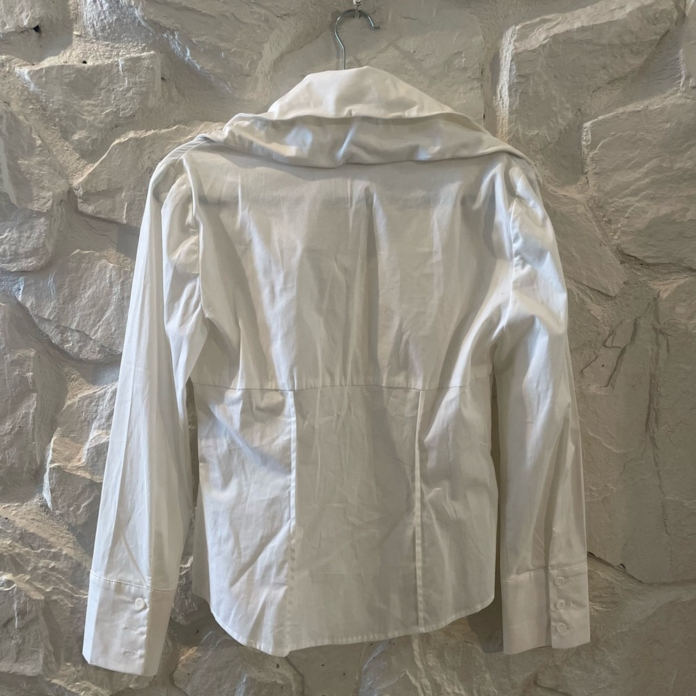 Joseph Ribkoff White Collared Long Sleeve Button Up Blouse 10 - Picture 5 of 5